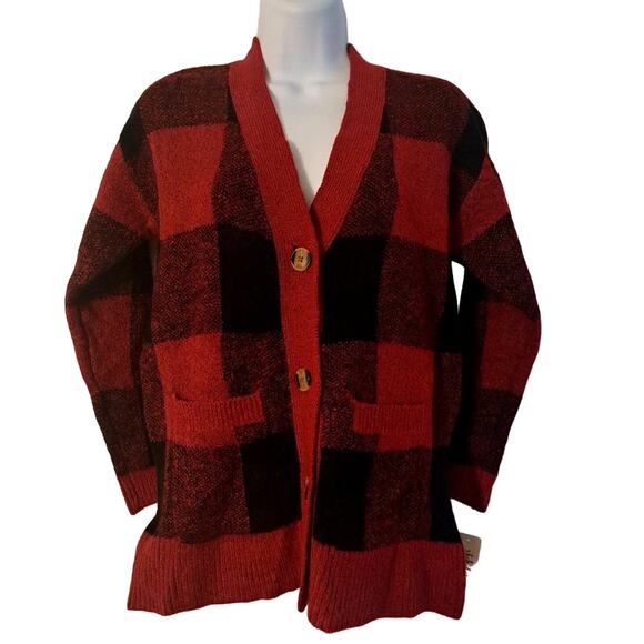 Style & Co Buffalo Check Cardigan - Picture 1 of 7